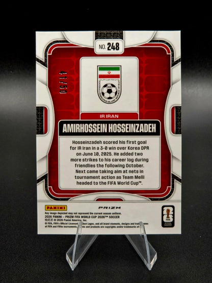 2026 Panini Prizm FIFA World Cup Amirhossein Hosseinzadeh Red Rookie Parallel 41/50 #248 IR Iran