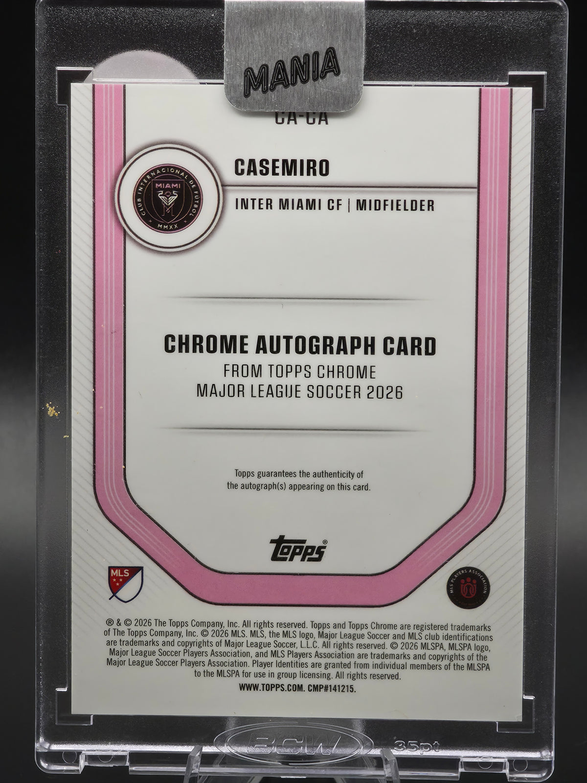 2026 Topps Chrome MLS Casemiro Red White & Blue Refractor Autograph 15/25 #CA-CA Inter Miami CF
