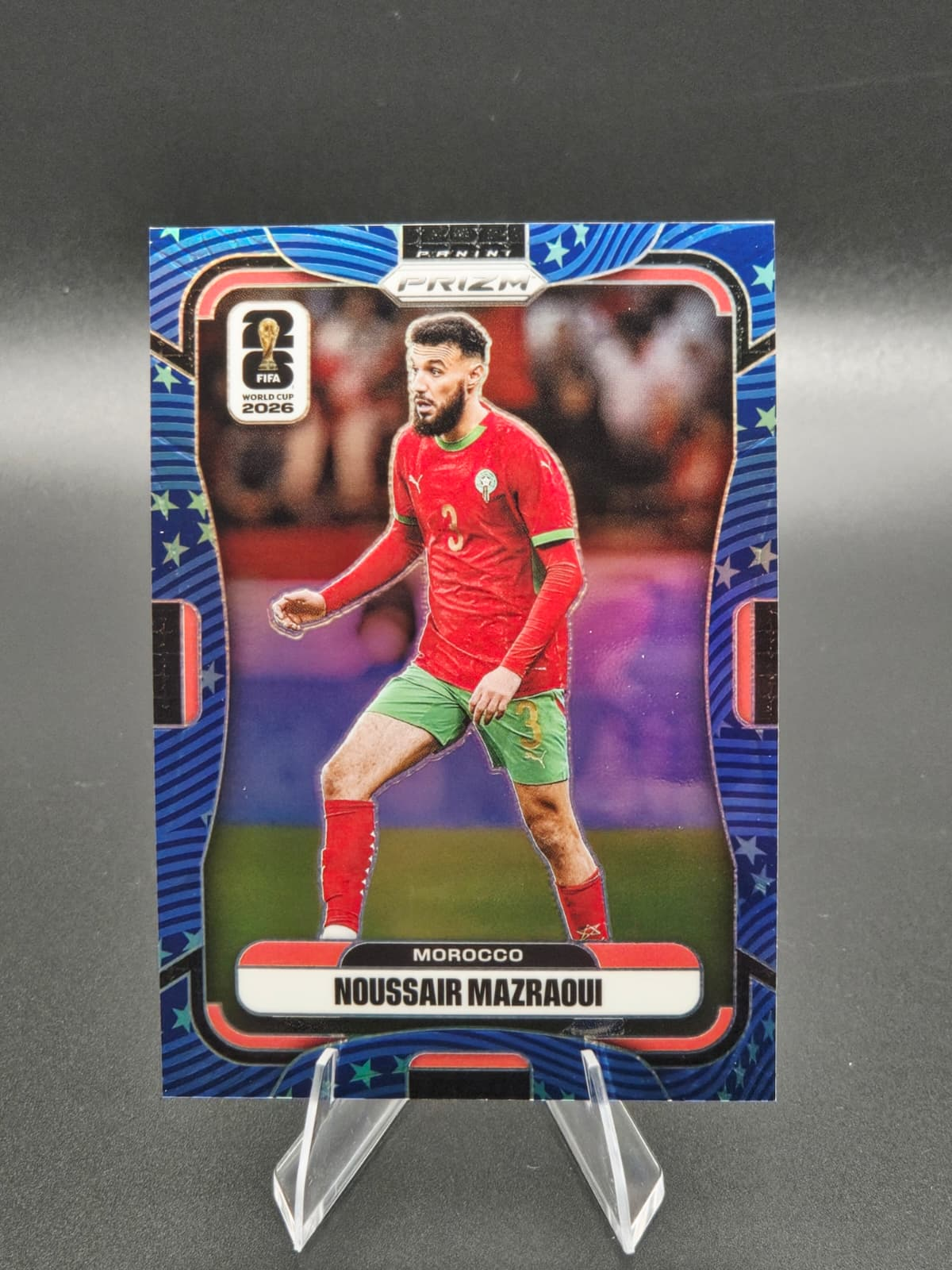 2026 Panini Prizm FIFA World Cup Noussair Mazraoui Blue Stars Parallel 68/94 #304 Morocco
