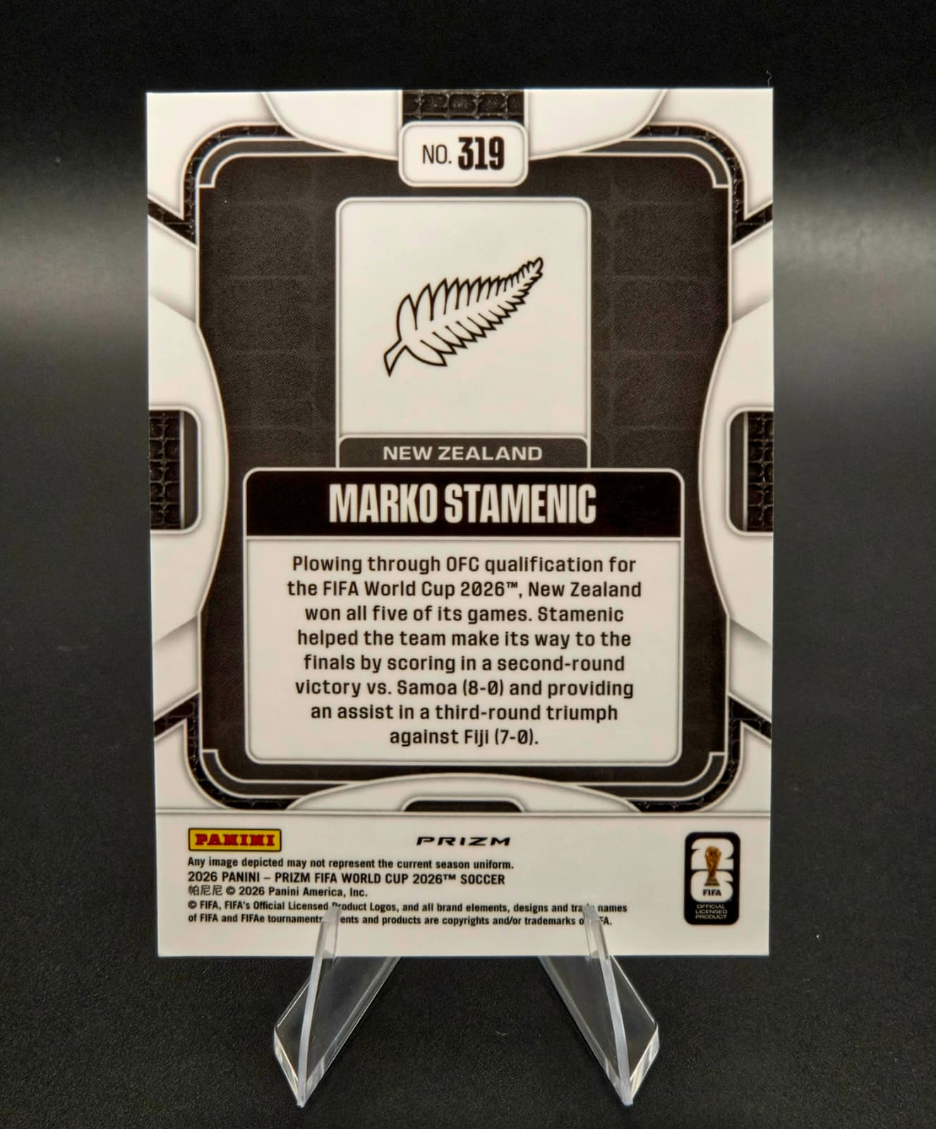 2026 Panini Prizm FIFA World Cup Marko Stamenic Silver Rookie #319 New Zealand