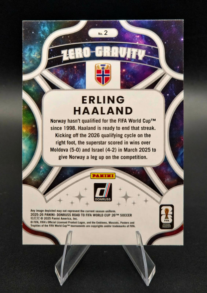 2025-26 Panini Donruss Road to FIFA World Cup 26 Erling Haaland Zero-Gravity #2 Norway