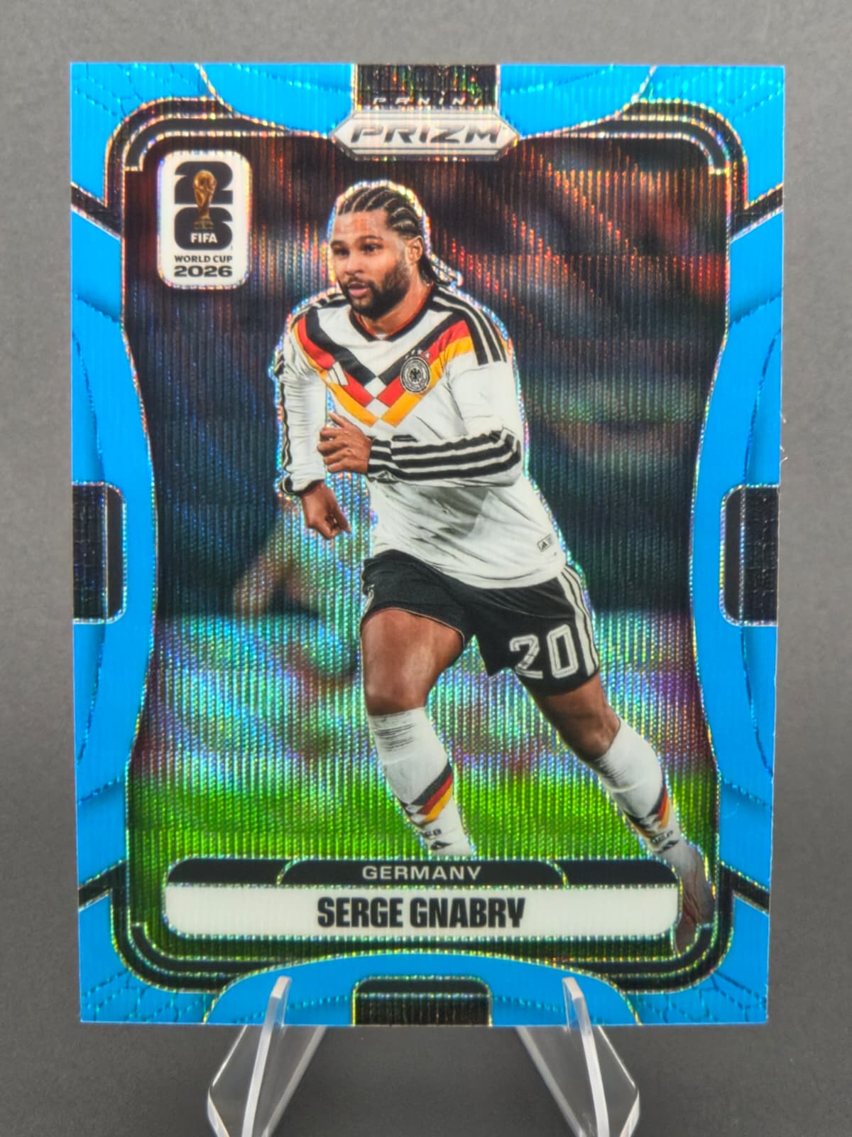2026 Panini Prizm FIFA World Cup Serge Gnabry Fluorescent Blue Wave 011/225 #43 Germany