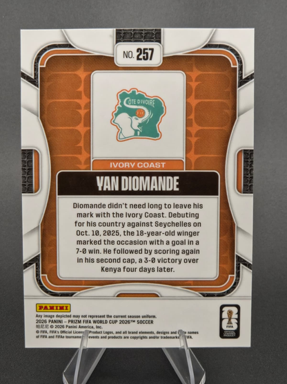 2026 Panini Prizm FIFA World Cup Yan Diomande Silver Rookie #257 Ivory Coast