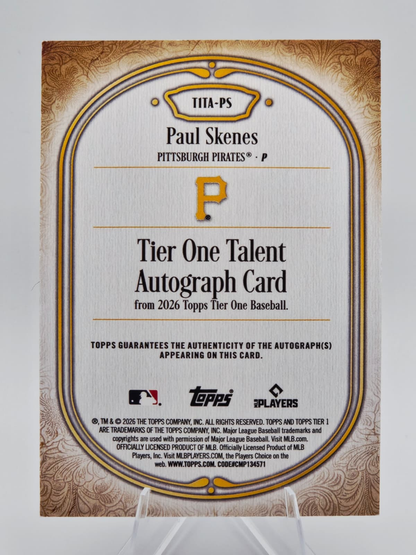 2026 Topps Tier One Paul Skenes Tier One Talent Autograph 01/10 #TITA-PS Pittsburgh Pirates