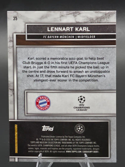 2025-26 Topps Museum Collection UEFA Club Competitions Lennart Karl RC Bronze 01/10 #35 FC Bayern München