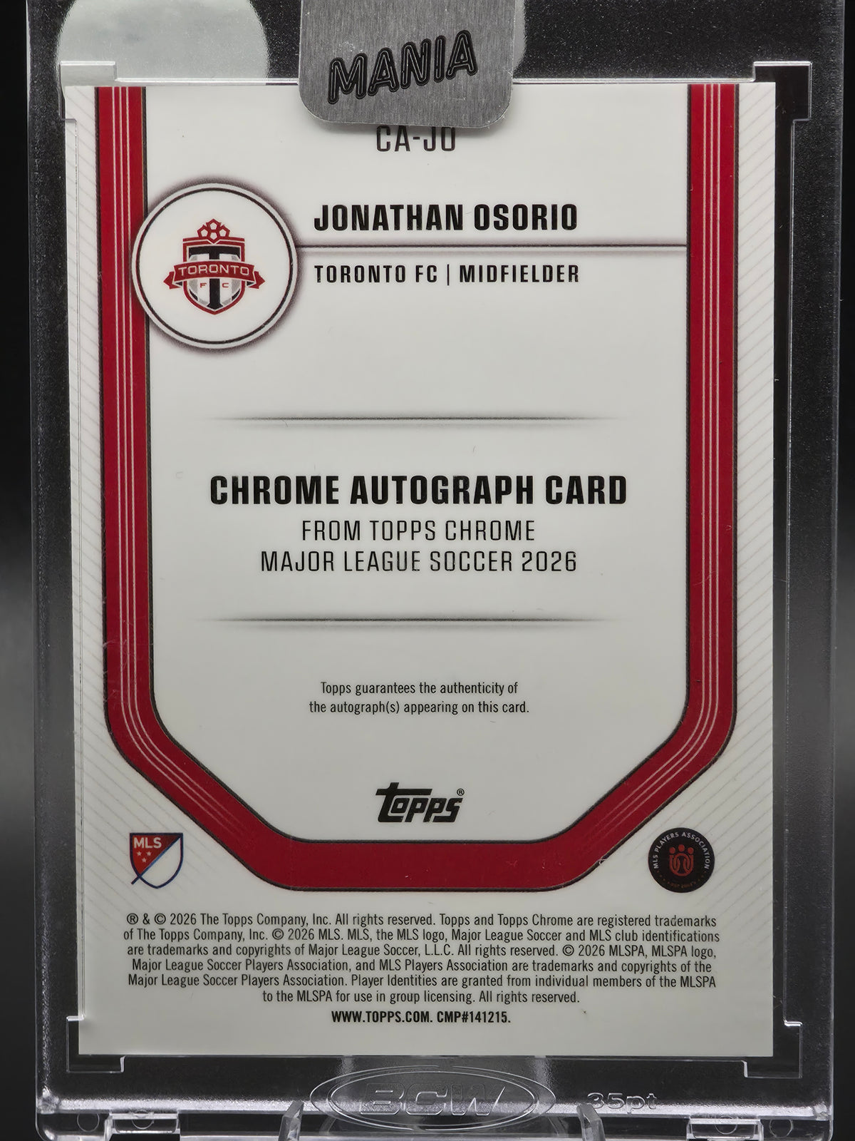 2026 Topps Chrome MLS Jonathan Osorio Red White & Blue Wave Refractor Autograph 23/50 #CA-JO Toronto FC