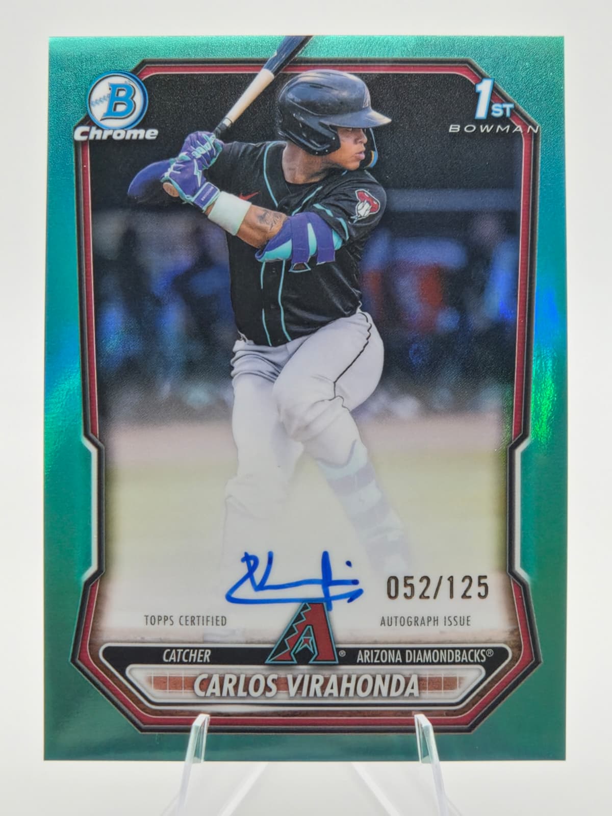 2026 Bowman Chrome 1st Bowman Carlos Virahonda Aqua Autograph 052/125 #CPA-CV Arizona Diamondbacks